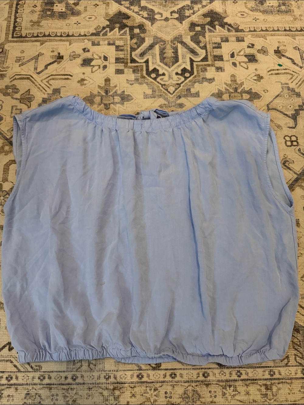 LOFT Outlet Light Blue Tie Neck Sleeveless Blouse XS